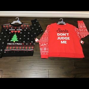 NWT! 2 Christmas holiday sweatshirts Junior Sz 3XL